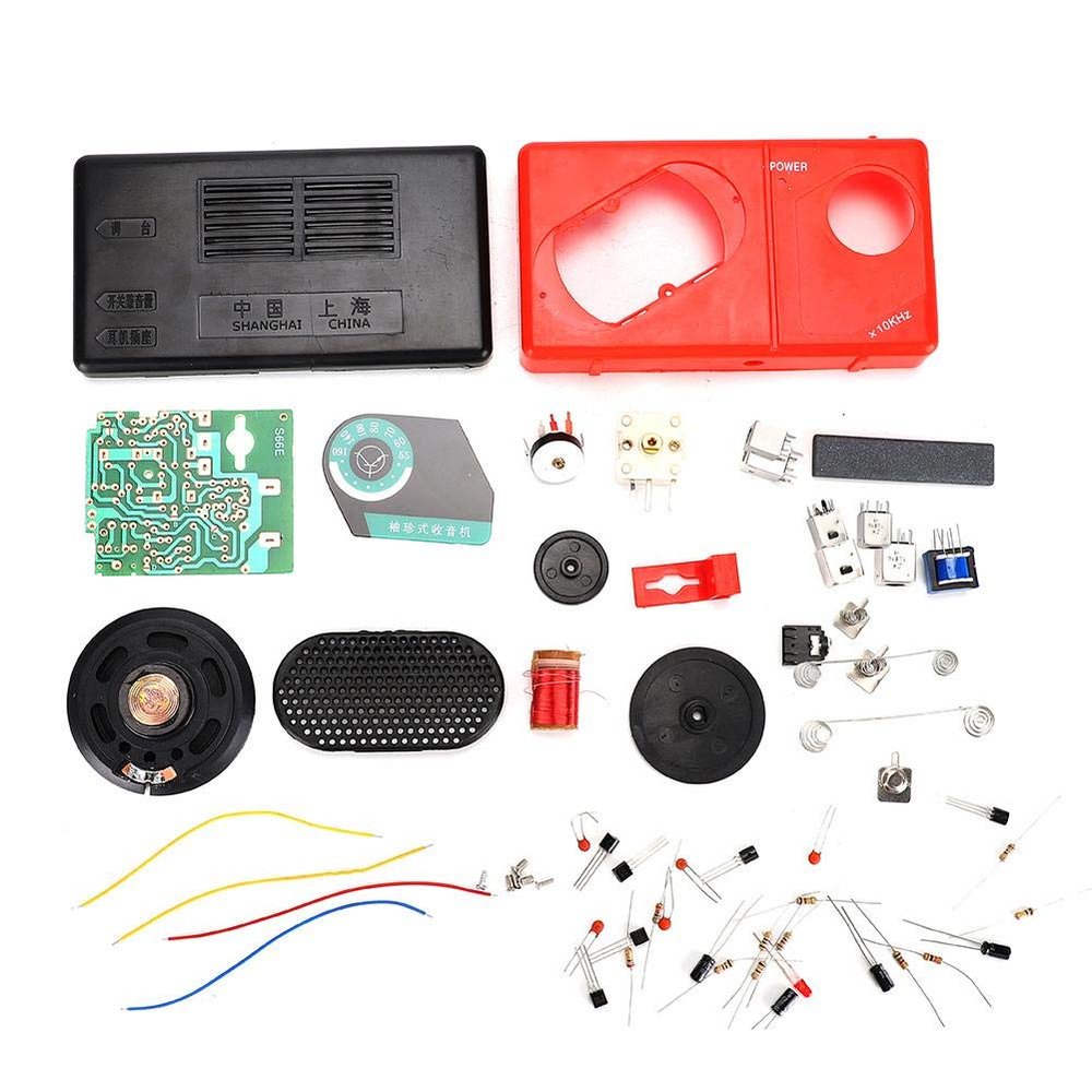 AM Radio Electronic DIY Kit, 3V 6 Tube S66E Radio Classic Circuit 535-1620khz Electronic Components with 5mm Headphone Jack for Soldering Learning Teaching