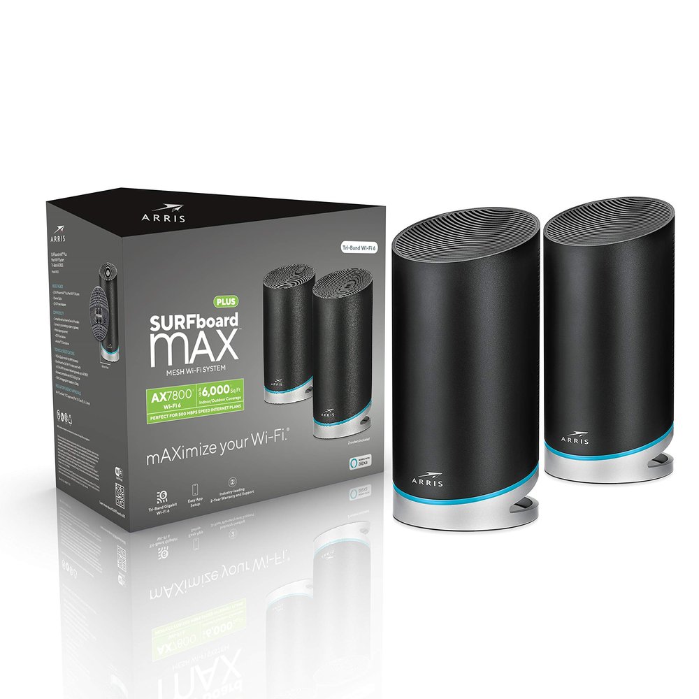 ARRIS Surfboard mAX Plus AX7000 Mesh Tri-Band WiFi 6 Router System. WiFi Coverage of up to 6,000 sq ft Homes. (W130)