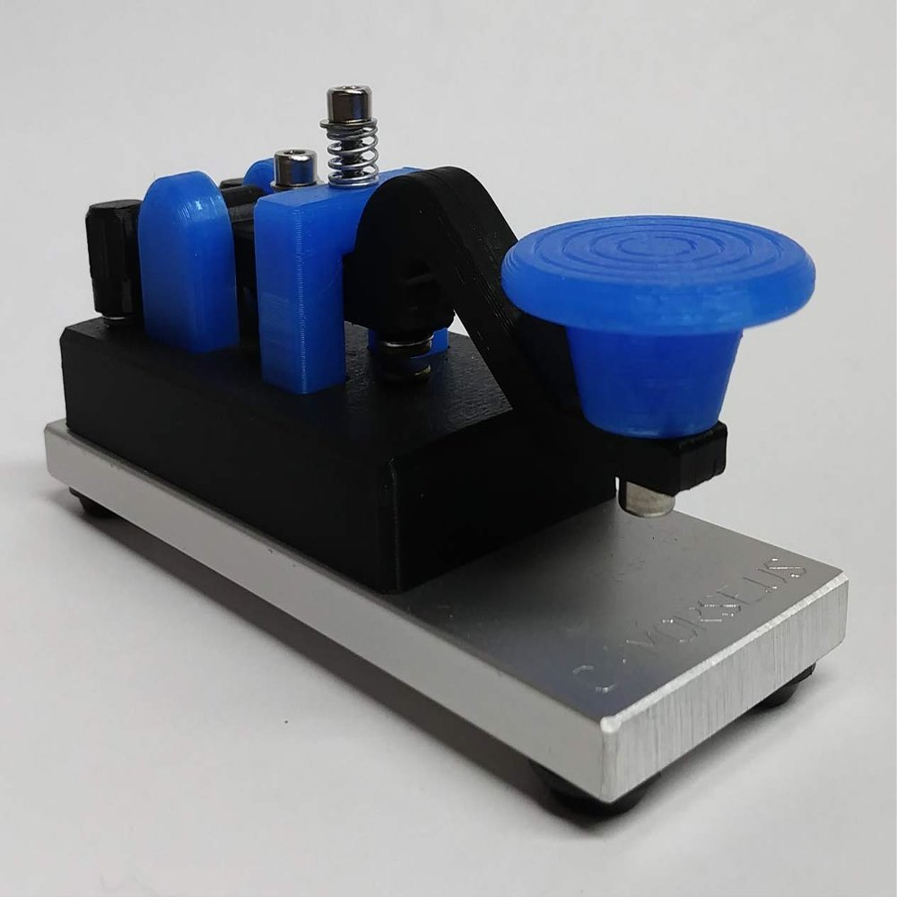 CW Morse Code Keys Camel Back Morse Code Key with 1/4 Anodized Aluminum Base, Black and Blue