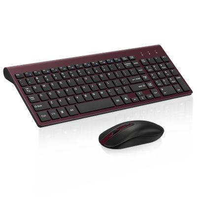 cimetech EasyTyping KF10 Wireless Keyboard and Mouse Combo, [Silent Scissor Switch Keys][Labor-Saving Keys] Ultra Slim Wireless Computer Keyboard and Mouse, Easy Setup for PC/Laptop/Windows - Wine Red