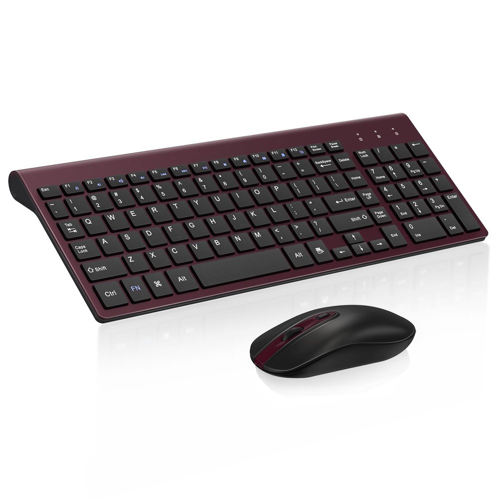 cimetech EasyTyping KF10 Wireless Keyboard and Mouse Combo, [Silent Scissor Switch Keys][Labor-Saving Keys] Ultra Slim Wireless Computer Keyboard and Mouse, Easy Setup for PC/Laptop/Windows - Wine Red