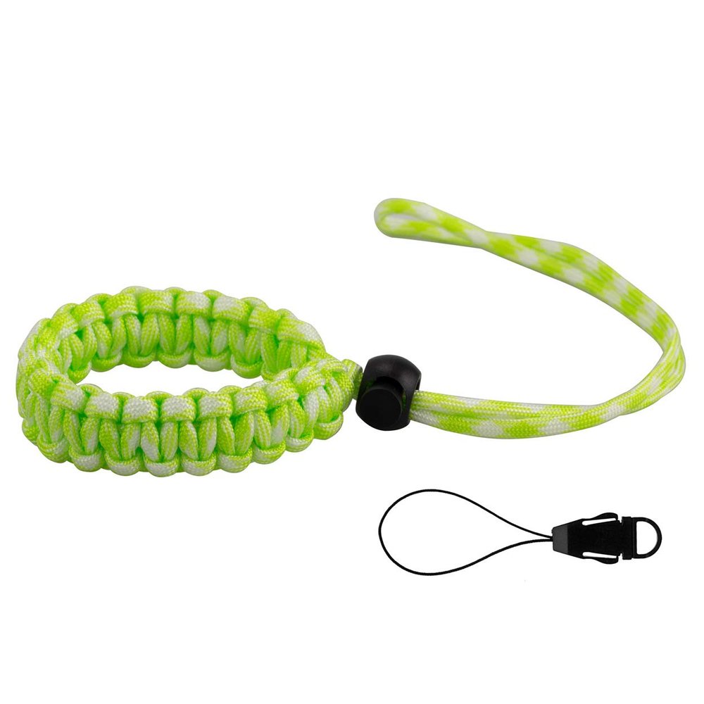Allzedream Camera Wrist Strap Paracord Bracelet Adjustable for DSLR Binocular Cell Phone (Light Green White)
