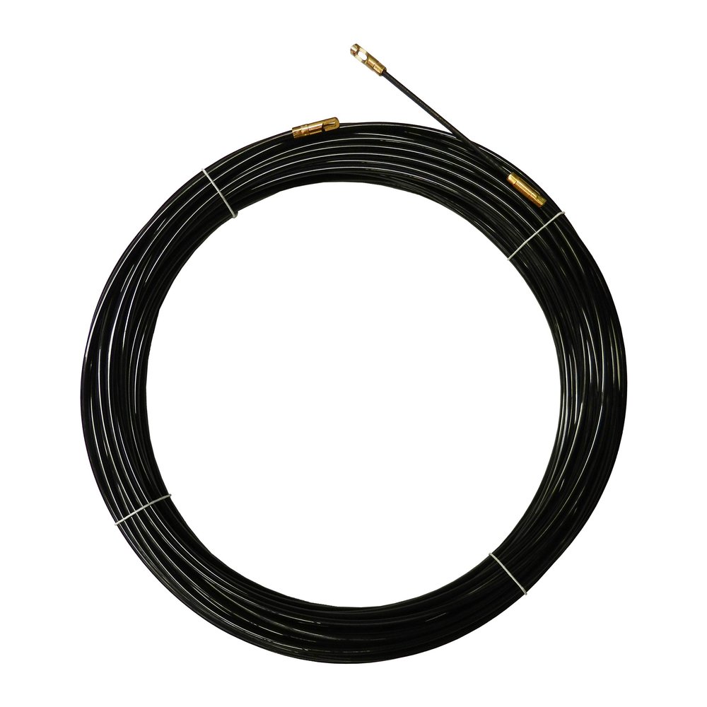 Nylon cable pulling fishtape, black,  4 mm, 20 meters, with interchangeable terminals