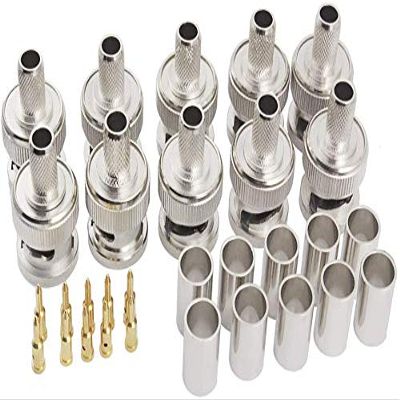 eifagur Pack of 10 BNC Male Q9 Plug Crimp for RG6 5D-FB LMR300 Cable RF Coaxial Adapter Connector