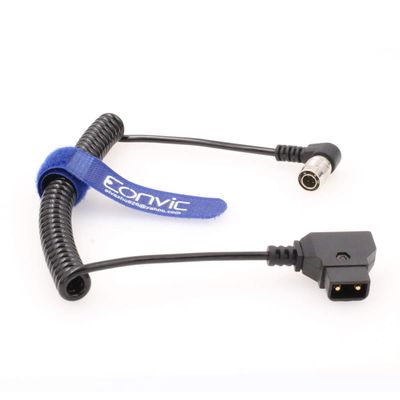 Hirose 4Pin Male to D-Tap for Zoom F8 Sound Devices 633/644/688 (Right Angle 4pin Coiled Cable)