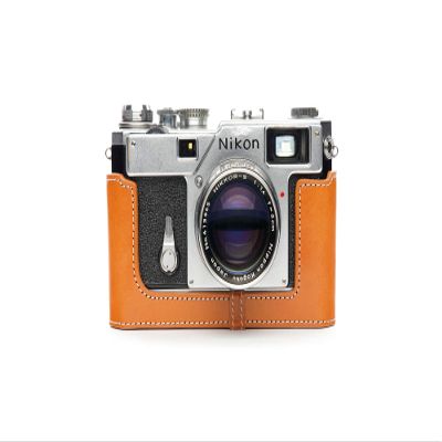 BolinUS S3 Film Camera Case, Handmade Genuine Real Leather Half Camera Case Bag Cover for Nikon S3 Film Camera With Hand Strap (Yellow)