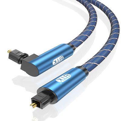 EMK 90 Degree Optical Cable 360 Degree Free-Rotating Fiber Optic Cable Toslink Male to Male Cable for Home Theater, Soundbar, Gaming Console, Speaker(3FT/1M)