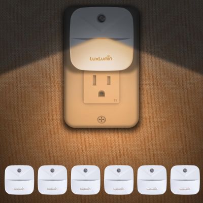 LuxLumin LED Night Lights Plug into Wall with Dusk-to-Dawn Sensor, Automatically Turn on and Off,Night Light for Kids,Bedroom,Bathroom,Stairs,Warm White, 6 Packs