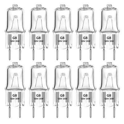 YBEK G8 Halogen Light Bulbs 35W 120V 2Pin Xenon Under Cabinet Puck Lighting Replacements 2700K Warm White(Pack of 10)