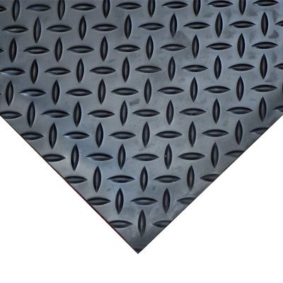 Goodyear Diamond-Plate Rubber Flooring - 3.5mm x 36" x 8ft - Black