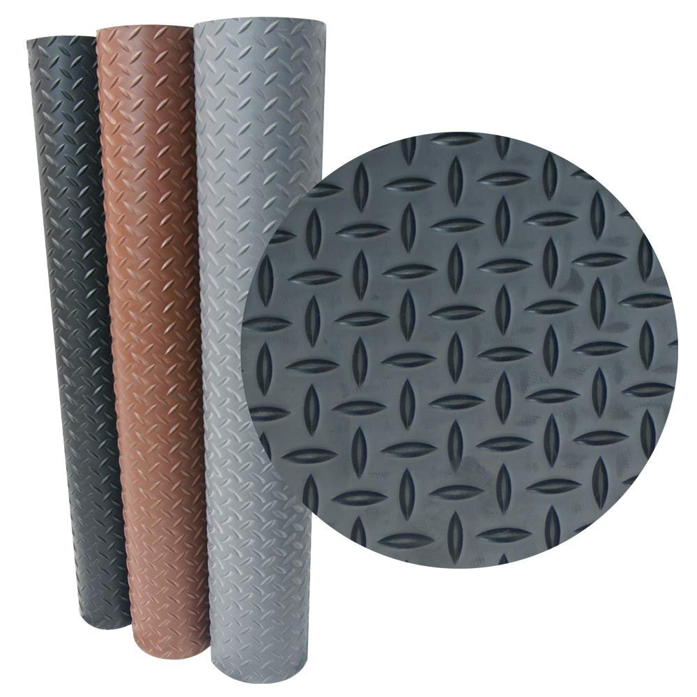 Goodyear Diamond-Plate Rubber Flooring - 3.5mm x 36" x 10ft - Dark Gray