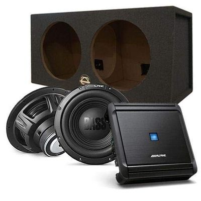 Alpine W12S4 12-Inch Subwoofers with Dual Enclosure and S-A60M S-Series Class D Mono Amplifier Bass Package Bundle