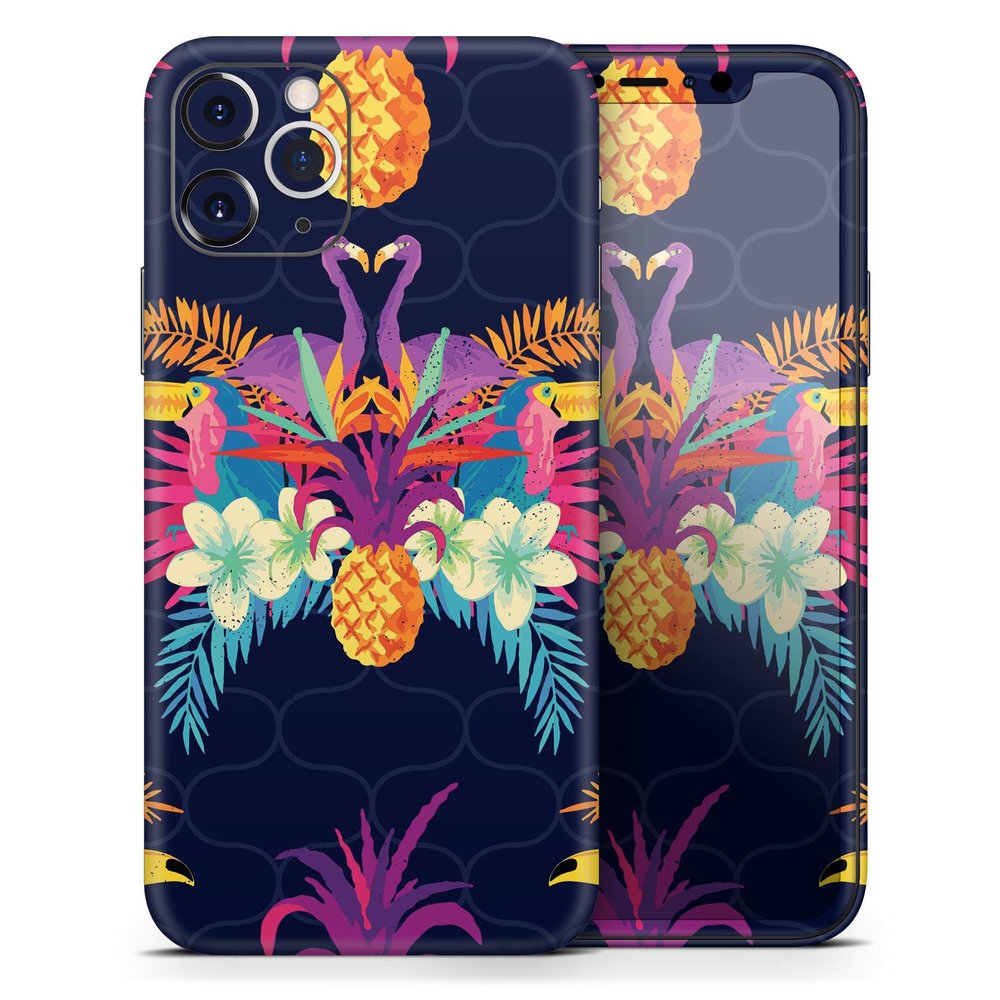 Tropical Neon Summer Reflect - DesignSkinz Protective Vinyl Decal Wrap Skin Cover Compatible with The Apple iPhone 11 (Full-Body, Screen Trim & Back Glass Skin)