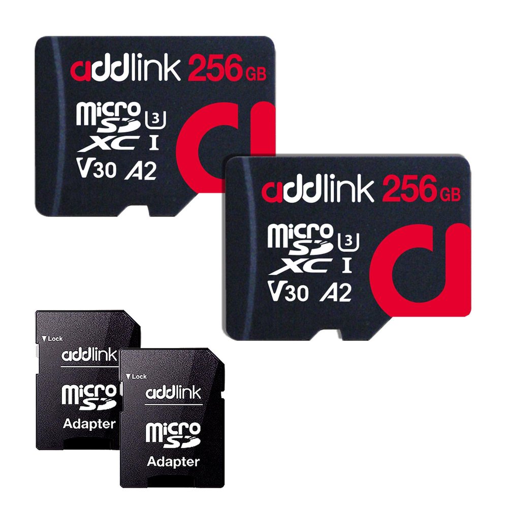 addlink 256GB 2-Pack Micro SD Card, Gaming Plus MicroSDXC Memory Card for Nintendo-Switch 1 A2 V30 for Smartphone, Action Camera 100MB/s UHS-1 U3 V30 C10 4K A2 with Adapter (ad256GBMSXU3AX2)