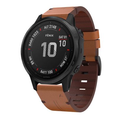 DKEnjoy Leather Quick Release Watchband Replacement Band Bracelet Watch Strap Compatible for Garmin Fenix 6X/6X Sapphire/Fenix 3 Smartwatch (Brown)