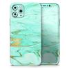 Mint Marble & Digital Gold Foil V11 - DesignSkinz Protective Vinyl Decal Wrap Skin Cover Compatible with The Apple iPhone 11 Pro (Full-Body, Screen Trim & Back Glass Skin) view 1