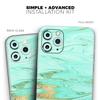 Mint Marble & Digital Gold Foil V11 - DesignSkinz Protective Vinyl Decal Wrap Skin Cover Compatible with The Apple iPhone 11 Pro (Full-Body, Screen Trim & Back Glass Skin) view 2