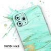 Mint Marble & Digital Gold Foil V11 - DesignSkinz Protective Vinyl Decal Wrap Skin Cover Compatible with The Apple iPhone 11 Pro (Full-Body, Screen Trim & Back Glass Skin) view 3