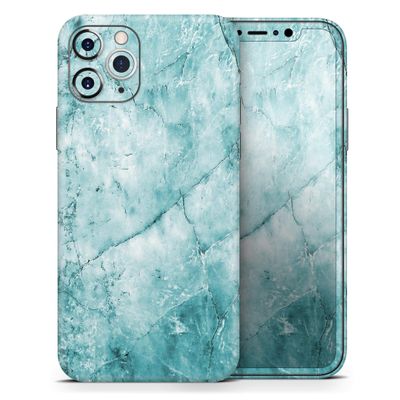 Cracked Turquise Marble Surface 2 - DesignSkinz Protective Vinyl Decal Wrap Skin Cover Compatible with the Apple iPhone 11 Pro (Full-Body, Screen Trim & Back Glass Skin)