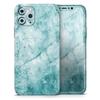 Cracked Turquise Marble Surface 2 - DesignSkinz Protective Vinyl Decal Wrap Skin Cover Compatible with the Apple iPhone 11 Pro (Full-Body, Screen Trim & Back Glass Skin) view 1