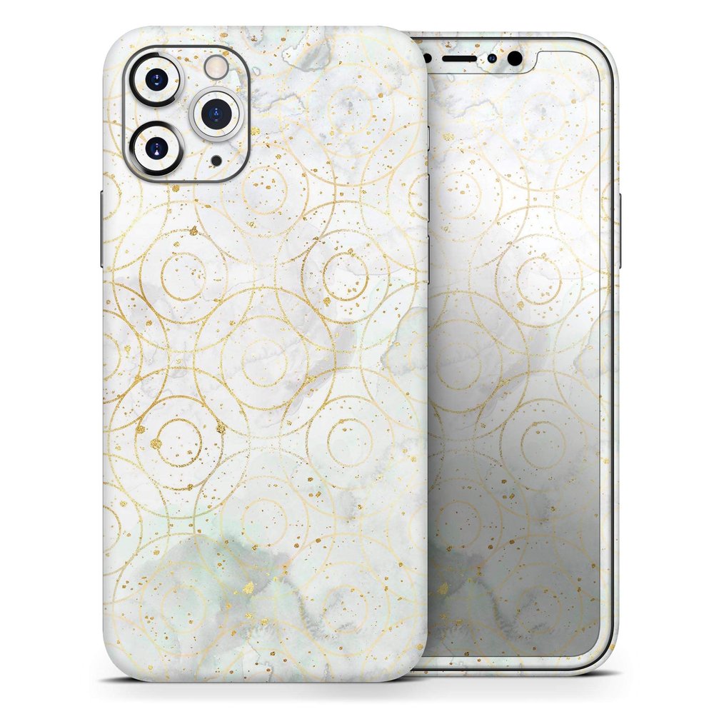 Karamfila Watercolor & Gold V8 - DesignSkinz Protective Vinyl Decal Wrap Skin Cover Compatible with The Apple iPhone Xs (Full-Body, Screen Trim & Back Glass Skin)
