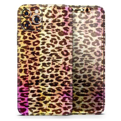 Vibrant Striped Cheetah Animal Print - DesignSkinz Protective Vinyl Decal Wrap Skin Cover Compatible with The Apple iPhone Xs Max (Full-Body, Screen Trim & Back Glass Skin)