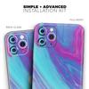 Marbleized Pink Ocean Blue v32 - DesignSkinz Protective Vinyl Decal Wrap Skin Cover Compatible with The Apple iPhone 11 Pro (Full-Body, Screen Trim & Back Glass Skin) view 2
