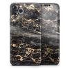 Black and Gold Marble Surface - DesignSkinz Protective Vinyl Decal Wrap Skin Cover Compatible with The Apple iPhone SE (2020) (Full-Body, Screen Trim & Back Glass Skin) view 1