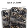 Black and Gold Marble Surface - DesignSkinz Protective Vinyl Decal Wrap Skin Cover Compatible with The Apple iPhone SE (2020) (Full-Body, Screen Trim & Back Glass Skin) view 2