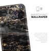 Black and Gold Marble Surface - DesignSkinz Protective Vinyl Decal Wrap Skin Cover Compatible with The Apple iPhone SE (2020) (Full-Body, Screen Trim & Back Glass Skin) view 4