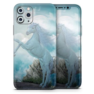Majestic White Stallion Unicorn - DesignSkinz Protective Vinyl Decal Wrap Skin Cover Compatible with The Apple iPhone Xs Max (Full-Body, Screen Trim & Back Glass Skin)