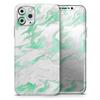 Mint Marble & Digital Gold Foil V3 - DesignSkinz Protective Vinyl Decal Wrap Skin Cover Compatible with the Apple iPhone SE (2020) (Full-Body, Screen Trim & Back Glass Skin) view 1