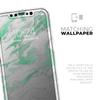 Mint Marble & Digital Gold Foil V3 - DesignSkinz Protective Vinyl Decal Wrap Skin Cover Compatible with the Apple iPhone SE (2020) (Full-Body, Screen Trim & Back Glass Skin) view 4