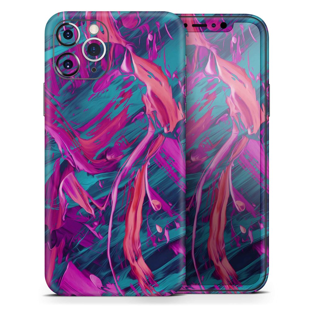 Liquid Abstract Paint Remix V5 - DesignSkinz Protective Vinyl Decal Wrap Skin Cover Compatible with The Apple iPhone Xs Max (Full-Body, Screen Trim & Back Glass Skin)