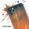 Orange Scratched Surface with Gold Beams - DesignSkinz Protective Vinyl Decal Wrap Skin Cover Compatible with The Apple iPhone Xs Max (Full-Body, Screen Trim & Back Glass Skin) view 3