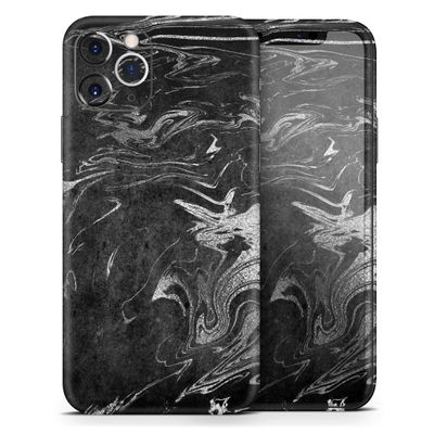 Black & Silver Marble Swirl V8 - DesignSkinz Protective Vinyl Decal Wrap Skin Cover Compatible with The Apple iPhone 11 (Full-Body, Screen Trim & Back Glass Skin)