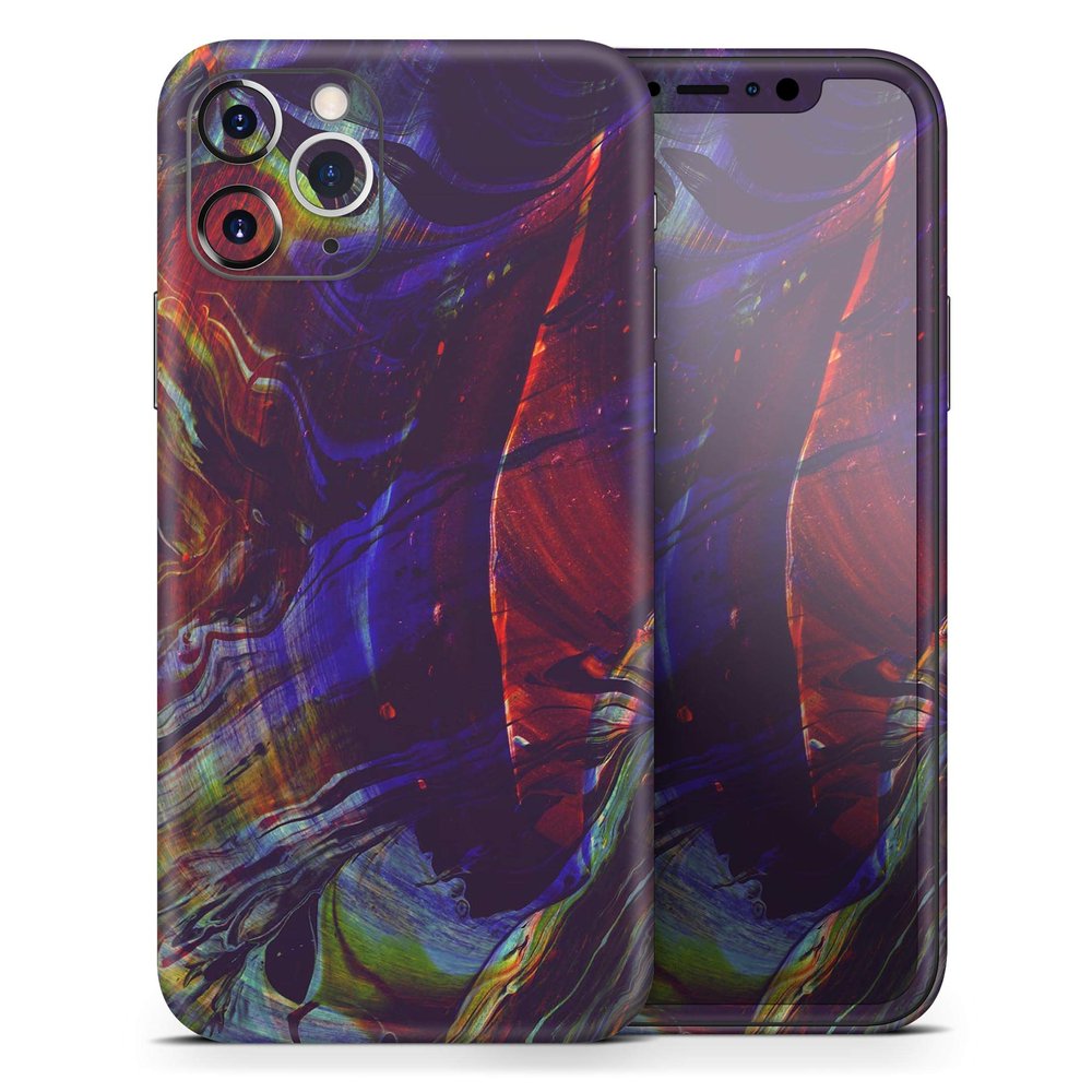 Liquid Abstract Paint Remix V66 - DesignSkinz Protective Vinyl Decal Wrap Skin Cover Compatible with The Apple iPhone Xs (Full-Body, Screen Trim & Back Glass Skin)