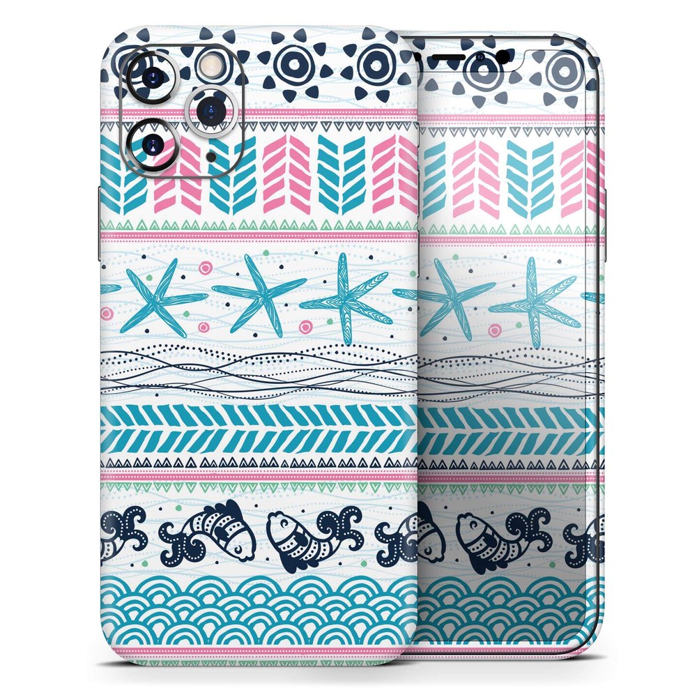 Jumping Fish Repeating Pattern - DesignSkinz Protective Vinyl Decal Wrap Skin Cover Compatible with The Apple iPhone 11 (Full-Body, Screen Trim & Back Glass Skin)