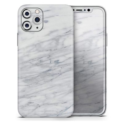White & Grey Marble Surface V2 - DesignSkinz Protective Vinyl Decal Wrap Skin Cover Compatible with the Apple iPhone SE (2020) (Full-Body, Screen Trim & Back Glass Skin)