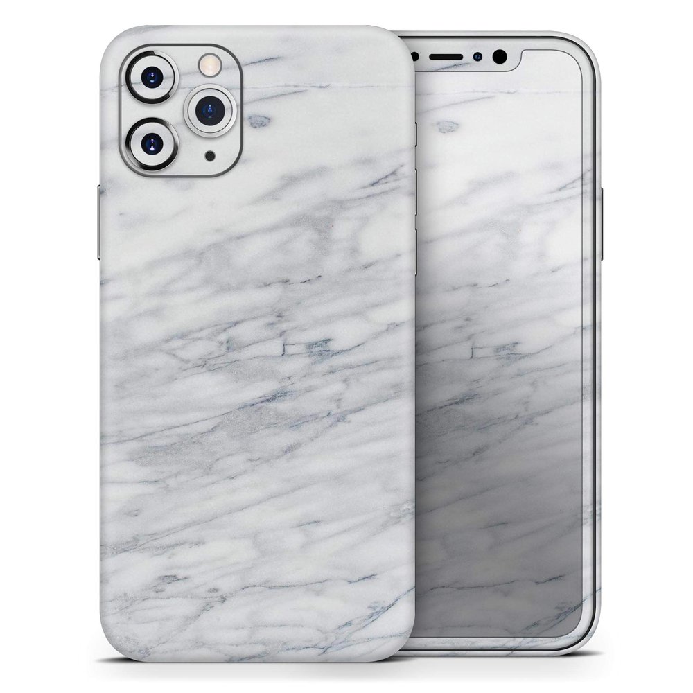 White & Grey Marble Surface V2 - DesignSkinz Protective Vinyl Decal Wrap Skin Cover Compatible with the Apple iPhone SE (2020) (Full-Body, Screen Trim & Back Glass Skin)