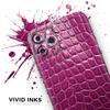 Bright Magenta Aligator Skin - DesignSkinz Protective Vinyl Decal Wrap Skin Cover Compatible with The Apple iPhone Xs (Full-Body, Screen Trim & Back Glass Skin) view 3