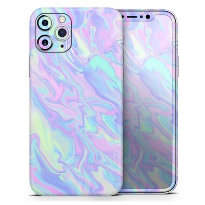 Iridescent Dahlia v1 - DesignSkinz Protective Vinyl Decal Wrap Skin Cover Compatible with The Apple iPhone 11 (Full-Body, Screen Trim & Back Glass Skin)