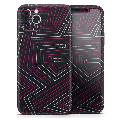 Pink & Light Blue Abstract Maze Pattern - DesignSkinz Protective Vinyl Decal Wrap Skin Cover Compatible with The Apple iPhone Xs Max (Full-Body, Screen Trim & Back Glass Skin)