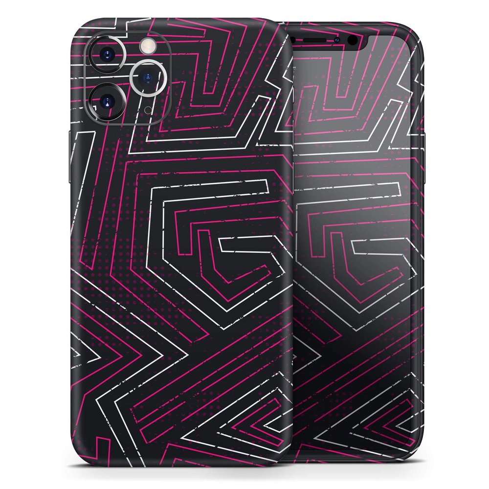 Pink & Light Blue Abstract Maze Pattern - DesignSkinz Protective Vinyl Decal Wrap Skin Cover Compatible with The Apple iPhone Xs Max (Full-Body, Screen Trim & Back Glass Skin)