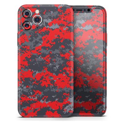 Red and Gray Digital Camouflage - DesignSkinz Protective Vinyl Decal Wrap Skin Cover Compatible with The Apple iPhone Xs Max (Full-Body, Screen Trim & Back Glass Skin)