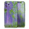 Purple Metal with Lime Green Rust - DesignSkinz Protective Vinyl Decal Wrap Skin Cover Compatible with The Apple iPhone SE (2020) (Full-Body, Screen Trim & Back Glass Skin) view 1