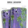 Purple Metal with Lime Green Rust - DesignSkinz Protective Vinyl Decal Wrap Skin Cover Compatible with The Apple iPhone SE (2020) (Full-Body, Screen Trim & Back Glass Skin) view 2