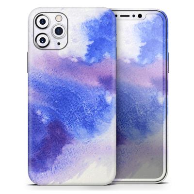 Blue and Pink Watercolor Spill - DesignSkinz Protective Vinyl Decal Wrap Skin Cover Compatible with the Apple iPhone 11 (Full-Body, Screen Trim & Back Glass Skin)
