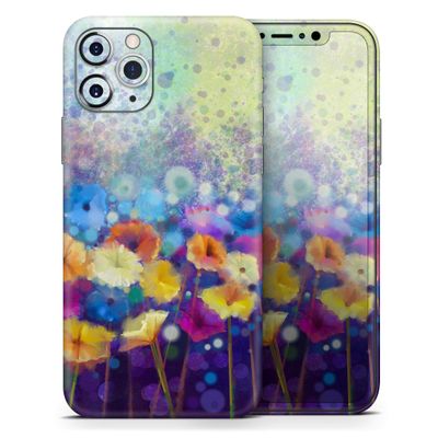 Abstract Flower Meadow v2 - DesignSkinz Protective Vinyl Decal Wrap Skin Cover Compatible with The Apple iPhone XR (Full-Body, Screen Trim & Back Glass Skin)