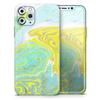 Mixtured Yellow and Green Textured Marble - DesignSkinz Protective Vinyl Decal Wrap Skin Cover Compatible with The Apple iPhone 11 Pro (Full-Body, Screen Trim & Back Glass Skin) view 1